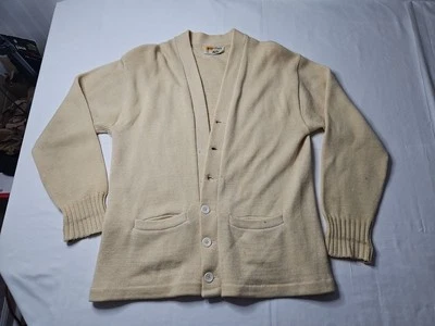 Vintage 60's Cardigan Adult 42 Chest Ivory Puritan Natch 100%  Wool - Image 1 of 4