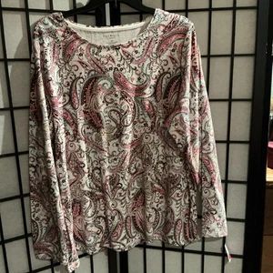 Neu Talbots mehrfarbiges Paisley Stretch 2X Langarmshirt - Bild 1 von 4
