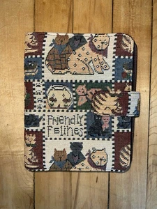Vintage Cat Kitten Tapestry Notepad Folio Cover Notes Notebook Organizer Friend - Picture 1 of 8