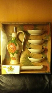 VINTAGE TROPICAL PINEAPPLE 6PC DIPPING SET- HAND PAINTED - Picture 1 of 7