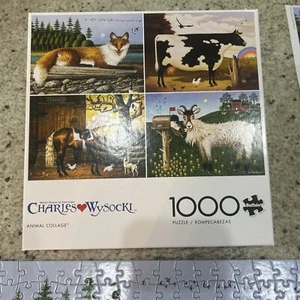 Charles Wysocki 1000 Pc Jigsaw Puzzle Animal Collage Complete - Picture 1 of 2