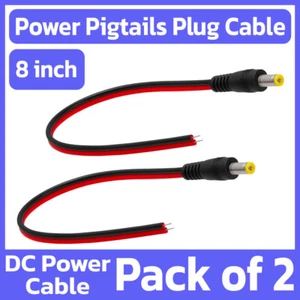 Paquete de 2 conectores CCTV DC enchufe macho de alimentación enchufe coleta tipo 2 cables rojo y negro - Imagen 1 de 3
