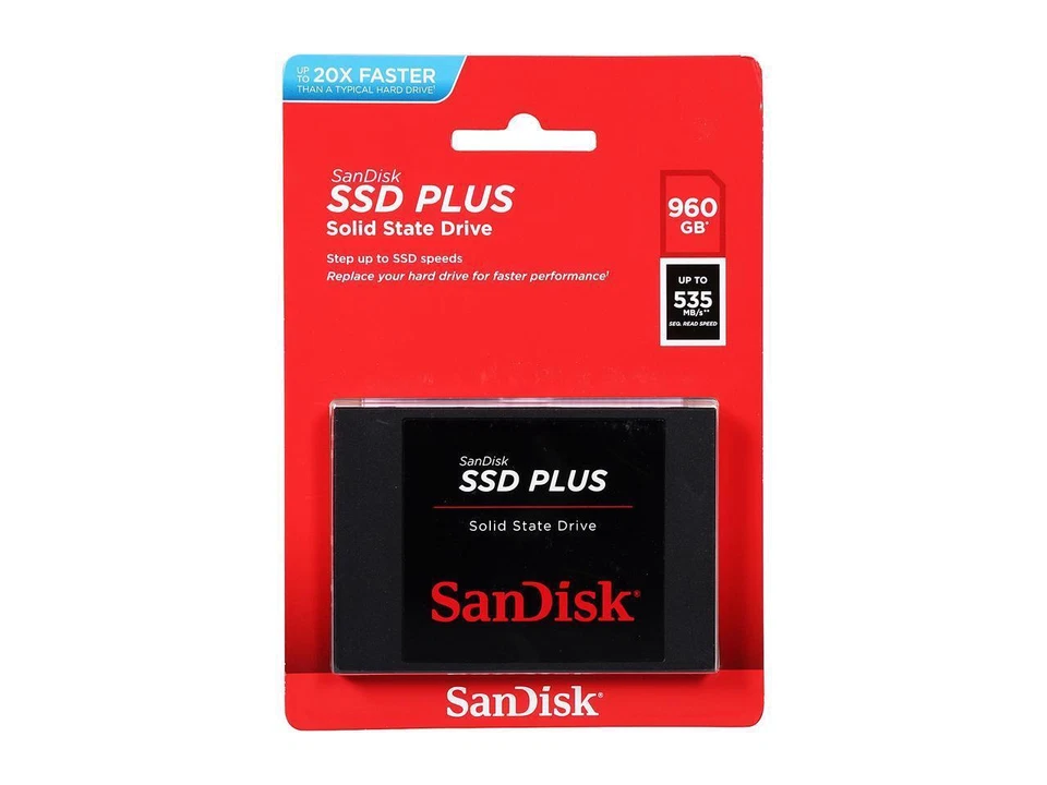 SanDisk SSD Plus SDSSDA-960G-G26 960GB Internal SATA for Laptops and PC - Image 1 of 1