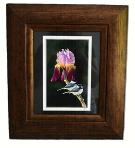 Schwarz gekapptes Kükenpaar auf Bartiris-Stiel gerahmtes Foto 15,5" x13,5" - Bild 1 von 9