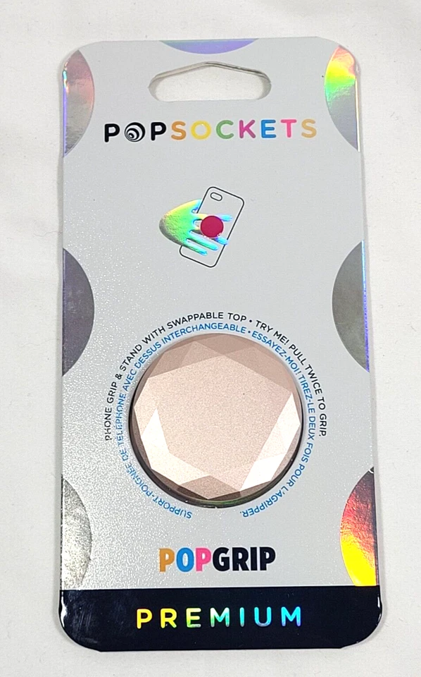PopSockets PopGrip con tapa intercambiable - Metal diamante oro rosa 800491 Foto 1 de 3