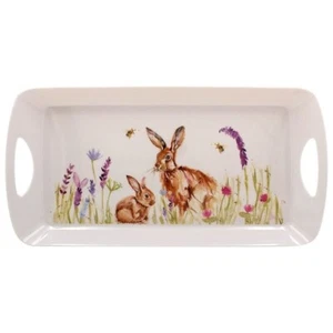 COUNTRY HARES MEDIUM SANDWICH MELAMINE TRAY WITH HANDLES - Picture 1 of 1