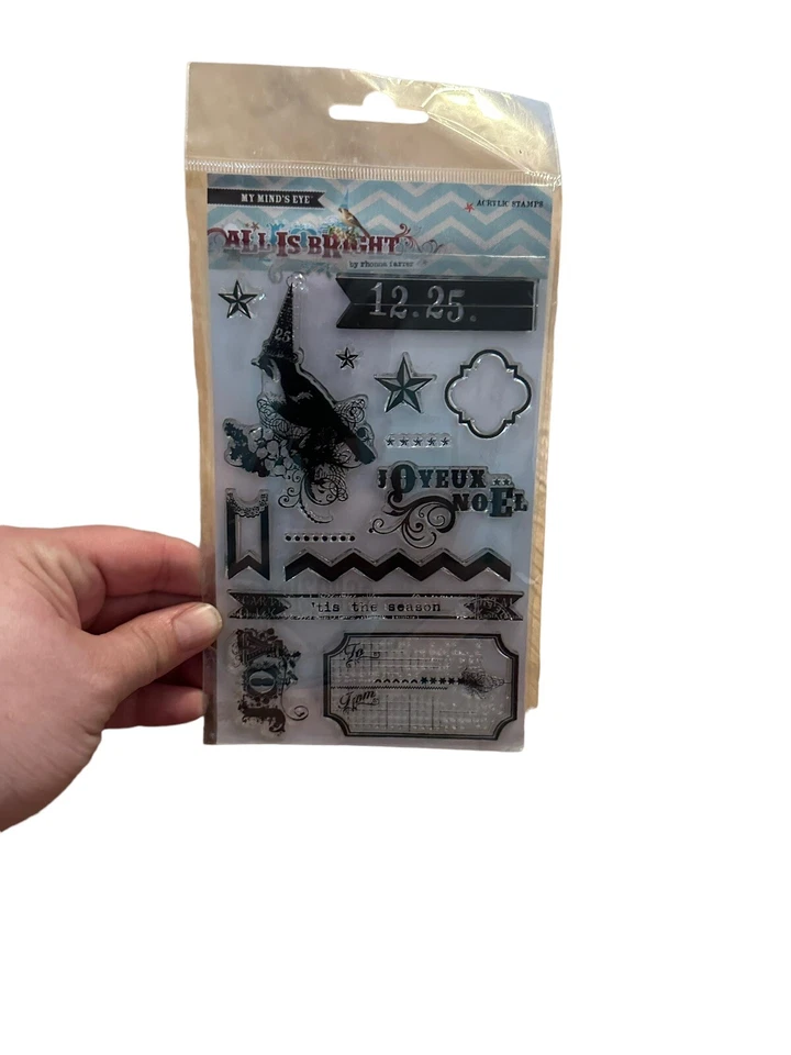 Conjunto de selos My Minds Eye All Is Bright acrílico Natal Noel - Imagem 1 de 4