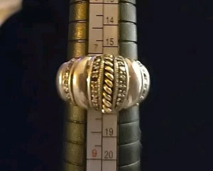 Ring! Ring Sterlingsilber & 10 Karat Gelbgold - mit MARKASITEN Steinen GRÖSSE 7 1/2 - Bild 1 von 9