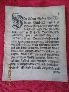 1745 Schwarzburg Rudolstadt, Ermahnung der Milizen Bürger nicht zu drangsalieren - Bild 1 von 2
