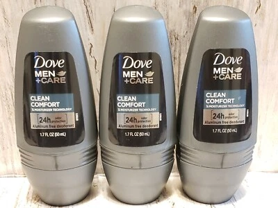 Lot Of 3*Dove Men+Care Clean Comfort Roll-On Deodorant*Aluminum Free*1.7Fl Oz - Image 1 of 3