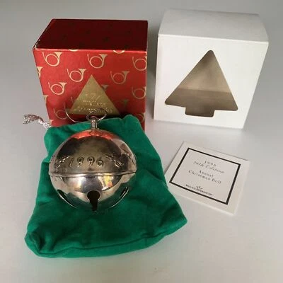 Ornamento de Natal Wallace placa de prata 1996 SLEIGH BELL 26ª edição anual - Imagem 1 de 4