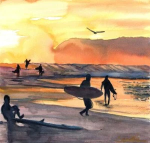 C Street Ventura Surf by Sandra Watercolors™ 2016 Signed LE California Art Print - Picture 1 of 2