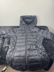 MICHAEL KORS ULTRA LIGHT WEIGHT QUILTED PUFFER HOODED BLACK JACKET SIZE S - Picture 1 of 4