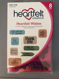 Juego de estampillas adhesivas Heartfelt Creations. Juego de 8 piezas Heartfelt Wishes Sentiments nuevo - Imagen 1 de 2