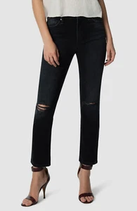 $340 Joe's Womens Black Jeans Straight Leg High Waist Ripped Denim Pants Size 30 - Picture 1 of 4