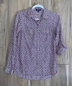 Express The City Shirt Womens XS Polka Dot Collared Button Up Long Sleeved Mauve - Picture 1 of 11
