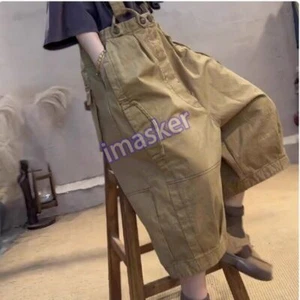 Women Casual Retro Cotton Linen Jumpsuit Overalls Wide Leg Pants Japanese - Picture 1 of 23