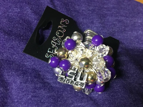 new LSU Louisiana St TIGERS Bauble metallic trinket RING Seasons Jewelry Gameday Cover