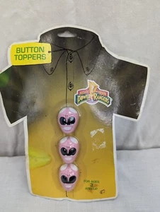 Vintage Mighty Morphin Power Rangers 1994 Pink Button Toppers Set of 3 New - Picture 1 of 7