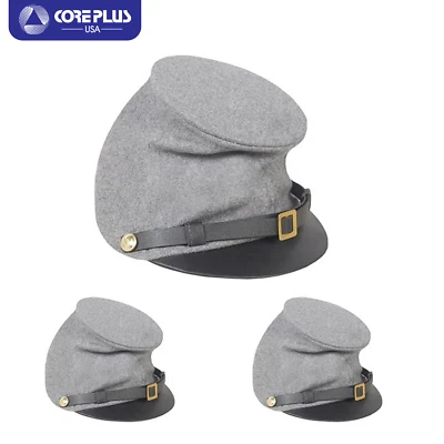 "Men's US Civil War Forage Wool Kepi - Adjustable, Grey, 3-Pack for Reenactments - Image 1 of 2