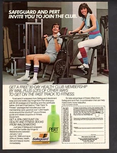 Vintage advertising print Fashion Ad Hair PERT Shampoo Man Woman Workout 1986 - Picture 1 of 1