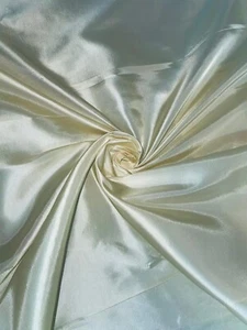 1 METER CREAM PLAIN SMOOTH TAFFETA BRIDAL/CURTAIN FABRIC 58” WIDE - Picture 1 of 2