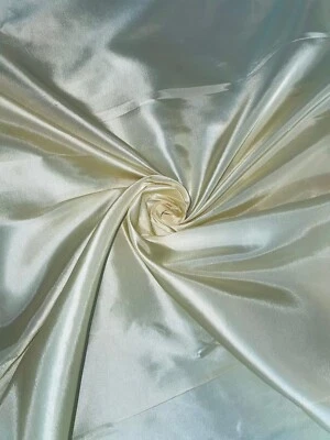 1 METER CREAM PLAIN SMOOTH TAFFETA BRIDAL/CURTAIN FABRIC 58” WIDE - Image 1 of 2