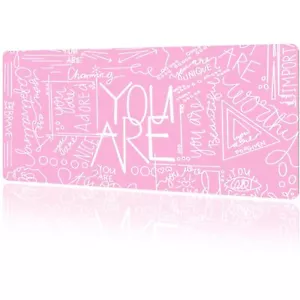Cute Desk Mat Pink Quote Mouse Pad XXL Gaming Laptop Keyboard Pad 31.5x15.7 - Picture 1 of 7