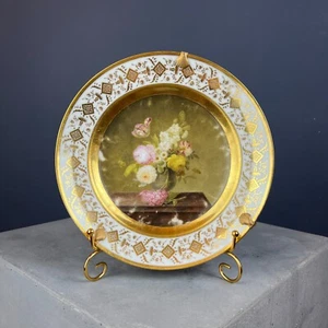 Important Dihl and Guérhard 1800 plate Royal Paris porcelain flower painting - Picture 1 of 12