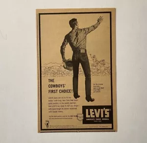 Levis Blue Jeans Cowboys erste Wahl 1958 Druck Anzeige San Francisco CA - Bild 1 von 2
