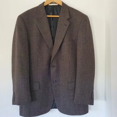 JOSEPH ABBOUD Men 42R Black Tan Wool Blend Suit Blazer 2 Button #1427/1 EUC 90s - Image 1 of 4