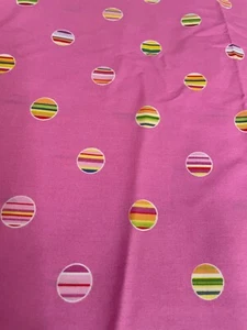 Fabric Lot 5 Yds + 1 Yd 42 W Lisette Liesl and Co Fuchsia Circles With Stripes - Picture 1 of 8