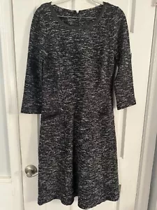 Talbots Gr. 10 Boucle Fit & Flare schwarz/weiß Strick Tweed Etuikleid Midikleid Karriere - Bild 1 von 8