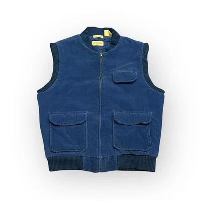 Chaleco de pana vintage años 80-90 St. John’s Bay para hombre azul acolchado forrado talla grande Foto 1 de 4