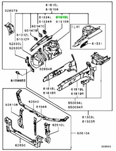 Rahmen, Kotflügel Schild, Upr Inr LH für: Mitsubishi Lancer Evo 7 8 9 (CT9A) - Bild 1 von 1