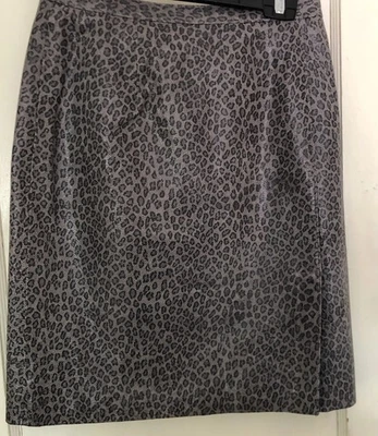 Falda Lápiz Vintage Cuero Gris Estampado Leopardo Completamente Forrada Línea A Talla 10 Foto 1 de 4