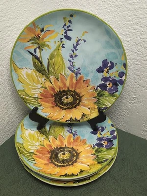 Lote de 4 platos de cena de jardín Sun International (Susan Winget) certificados 11" Foto 1 de 4