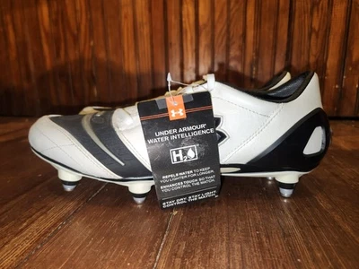 Nuevo botín de fútbol Under Armour H20 MP para hombre talla 10,5 negro blanco Foto 1 de 4