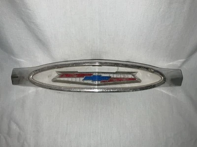 1960 Chevy BelAir Biscayne Impala Front Grille Emblem Molding Chevrolet OEM Trim - Image 1 of 4