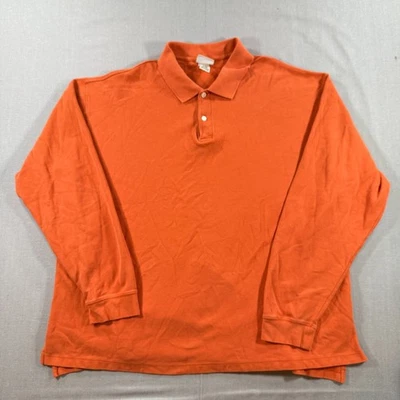 LL Bean Premium Double L Polo Shirt Mens XL Orange Long Sleeve Knit Rugby - Image 1 of 4
