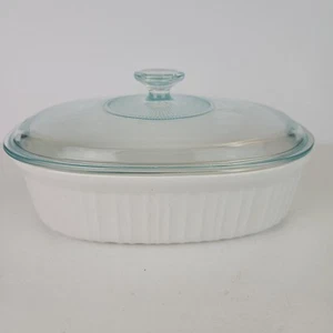 Cazuela ovalada Corning Ware French White 2 1/2 cuartos de galón 2,3 litros tapa Pyrex - Imagen 1 de 10