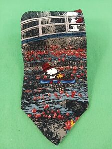 Peanuts Snoopy 56” Men’s Silk Tie In Monet’s Garden Woodstock USA