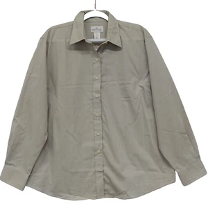 Antigua Womens Tan Shirt XL Long Sleeve Collard Button Front Fitted Top Blouse - Picture 1 of 16