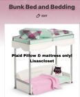 American Girl 2018 Bunk Bed & Bedding Plaid & Green Pillow & Aqua Mattress Only!