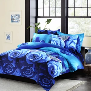 Blue Roses Bedding Product: Duvet Cover Set or Matching White Comforter or Both - Picture 1 of 2