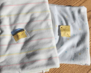 Knit Fabric remnants-pastel and white stripe and pastel polka dot for sewing, cr - Picture 1 of 9