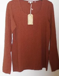 Fat Face Kyra Micro Star Top mocha brown modal cotton mix Size 12 New Tags BNWT - Picture 1 of 3