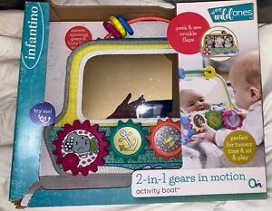 Infantino 2-in-1 Gears in Motion Activity Boat Busy Board Mirror & Sensory Toy