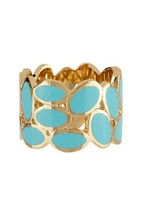 Ariella - 7 - Neu mit Etikett $ 80 - 14k vergoldet blau emailliert ovale Damenring - Bild 1 von 3