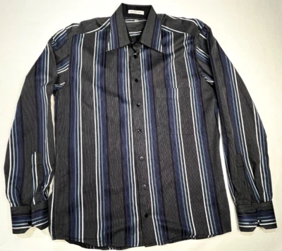 Camisa Bullock & Jones Clásica Abotonada Manga Larga Vertical Rayas Para Hombre M Foto 1 de 4